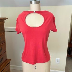 Ann Taylor Circle Cut Out Shirt - Coral